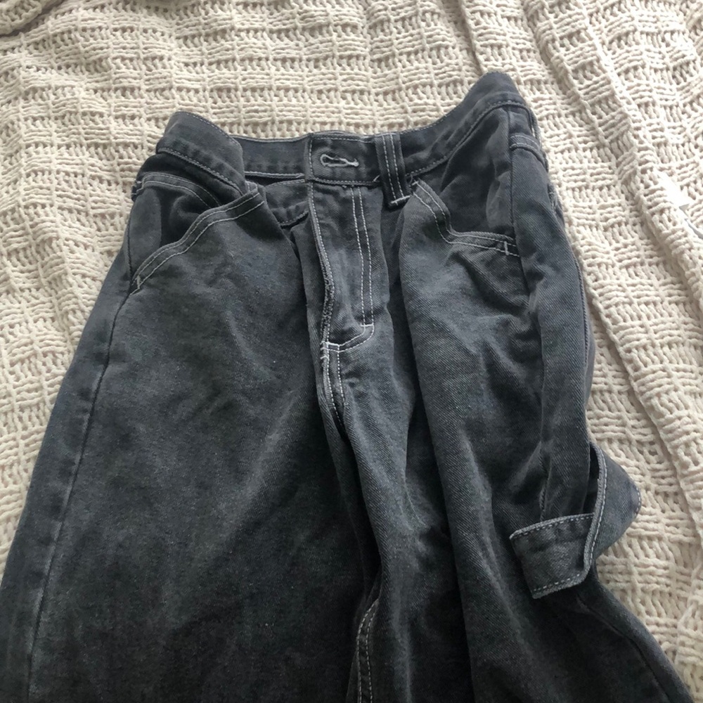 Brandy Melville Black Cargo Pants White stitching